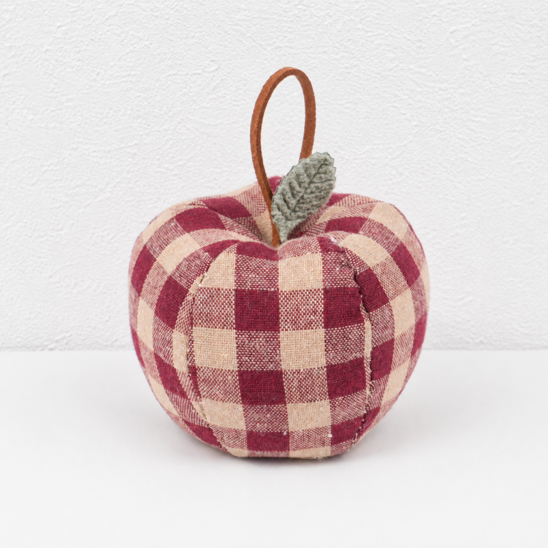 CouldNook Plaid Fabric Apple Ornament - Padded Loop Design