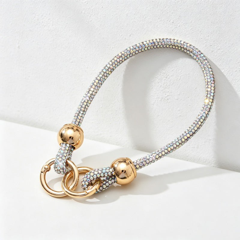 CouldNook Rhinestones Set Short Phone Strap with Rounded Bead Sections