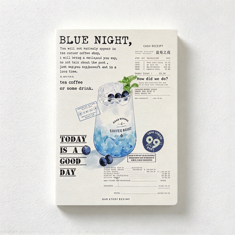 CouldNook Stitched Notebook - Food Illustrations and Lightly Ruled Writing Pages
