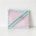 CouldNook Pink Mesh Storage Pouch - Diagonal Teal Zipper And Dotted Edges