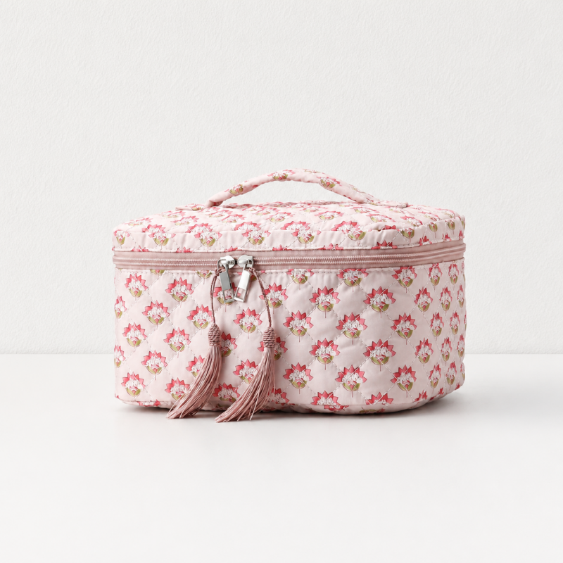 CouldNook Floral Vanity Case - Quilted Box Shape and Handle