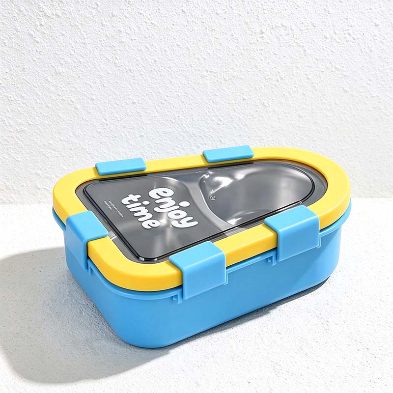 CouldNook Rounded Triangle Lunch Box - Divided Insert and Bright Clip Details