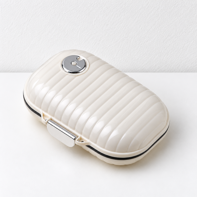 CouldNook Ribbed Pill Box - Rounded Case and Clear Inner Covers