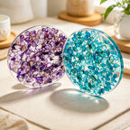 CouldNook Round Shell Coaster - Clear Resin and Iridescent Fragment Inlay