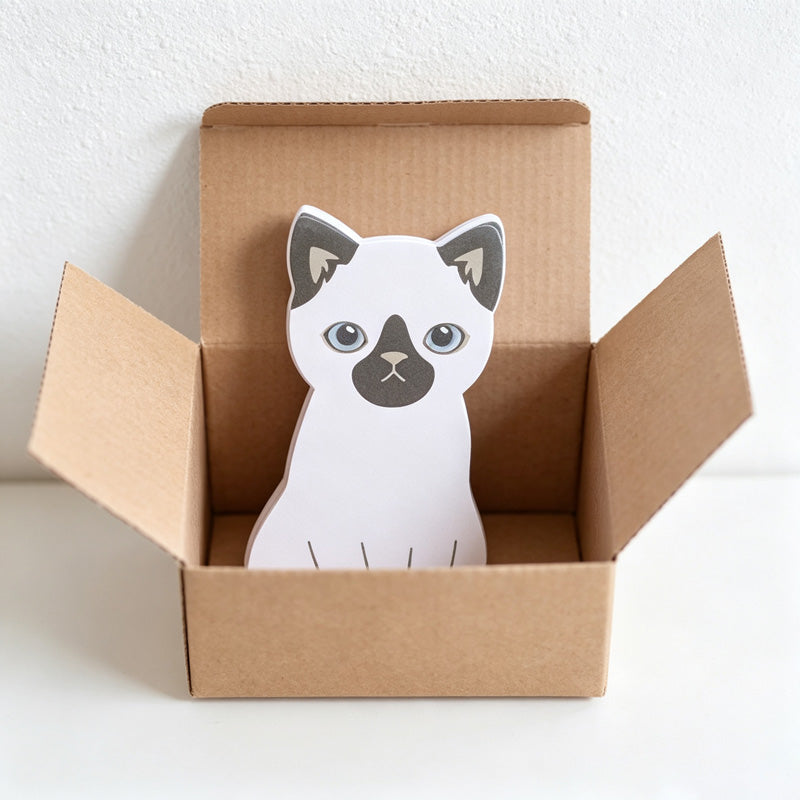 CouldNook Cat Sticky Notes - Shaped Paper Sheets and Miniature Carton Holder