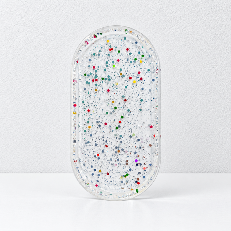 CouldNook Glitter Jewelry Tray - Rounded Ends And Colorful Embedded Sparkle