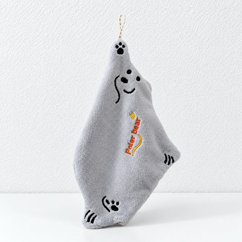 CouldNook Polar Bear Hand Towel - Embroidered Face and Paws