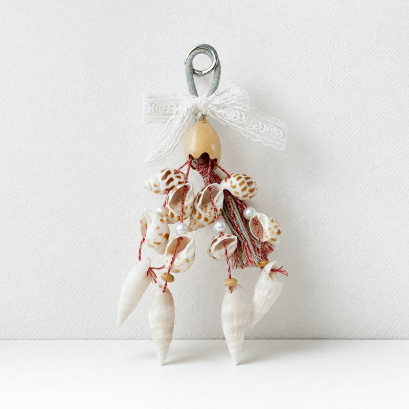 CouldNook Seashell Bag Charm - Coastal Lace Keychain