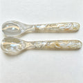 CouldNook Polished Shell Serving Spoon - Patterned Accent Handle