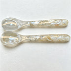 CouldNook Polished Shell Serving Spoon - Patterned Accent Handle
