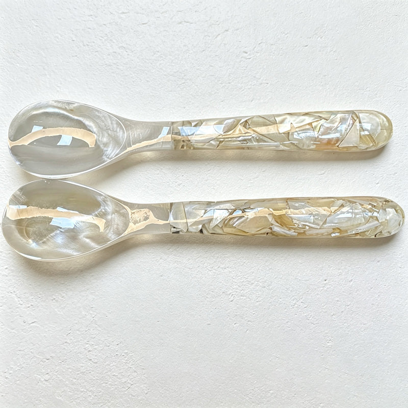 CouldNook Polished Shell Serving Spoon - Patterned Accent Handle