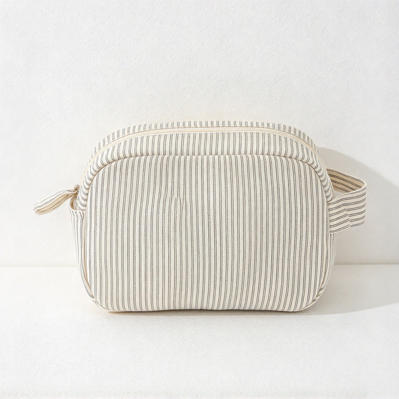 CouldNook Fine Stripe Toiletry Bag - Wide Zipper And End Handles