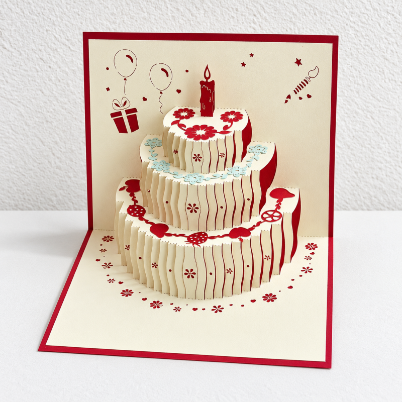 CouldNook Birthday Pop-Up Greeting Card - Layered Celebrations and Optional Musical Designs