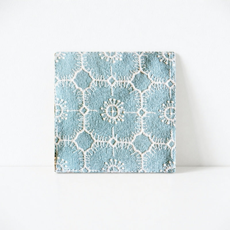 CouldNook Floral Embroidered Cotton Linen Coaster - Double Layers