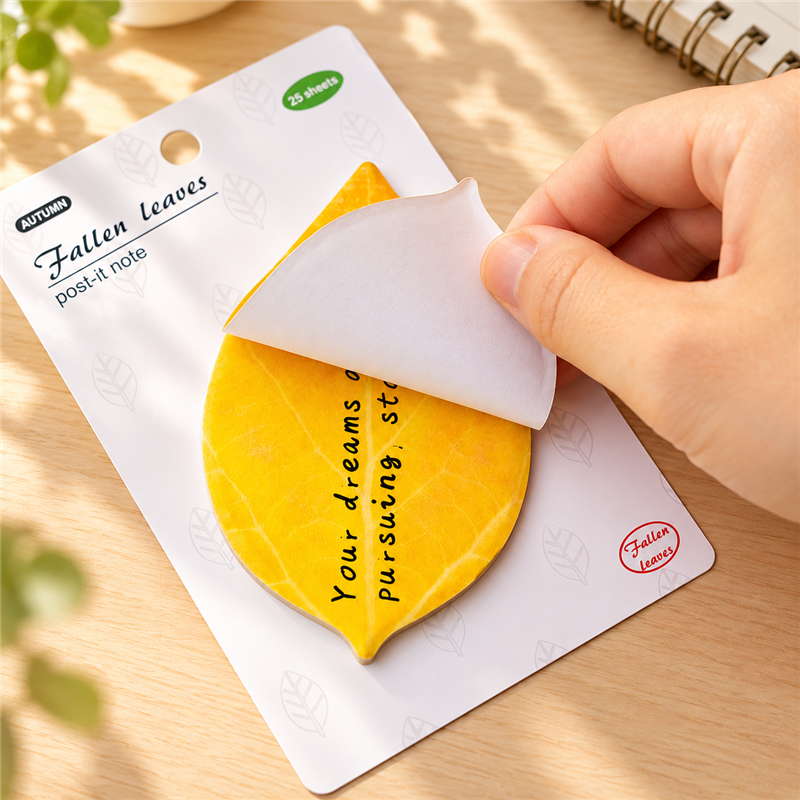 Leaf Shaped Sticky Notes with Printed Veins