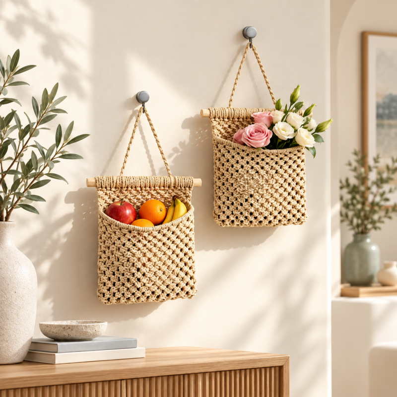 CouldNook Woven Hanging Storage Pocket - Knotted Mesh