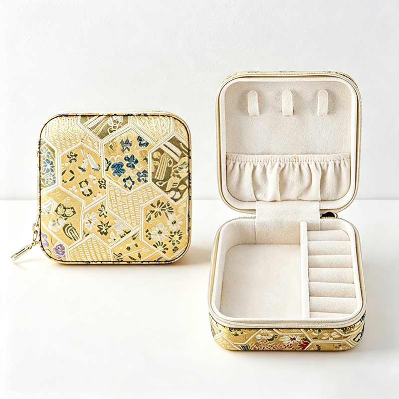 CouldNook Brocade Square Travel Jewelry Case - Useful Tabletop Accent