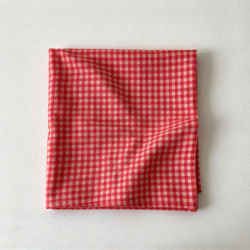 CouldNook Plaid Fabric Table Napkin - Woven-Look Checks And Sewn Label