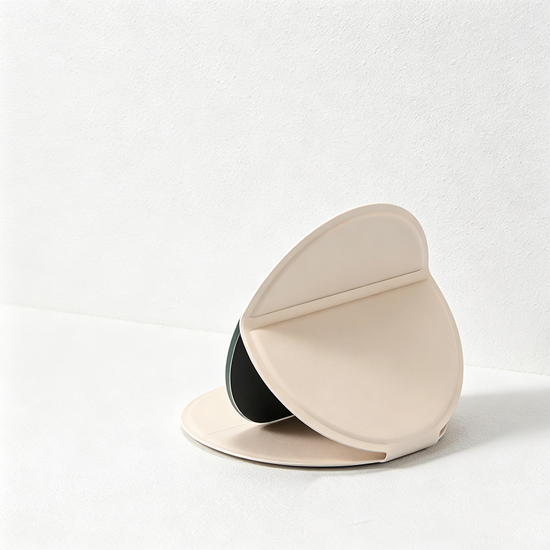 CouldNook Folding Stand Mirror - Round Faux Leather Cover