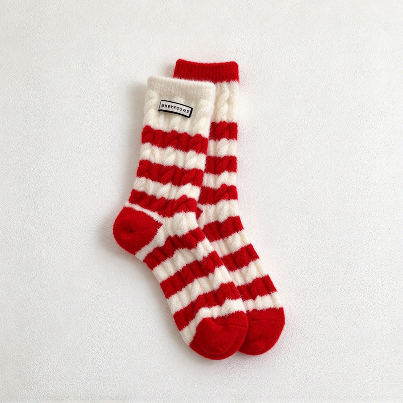 CouldNook Textured Winter Socks - Stripe Patterns And Cable Knit Options