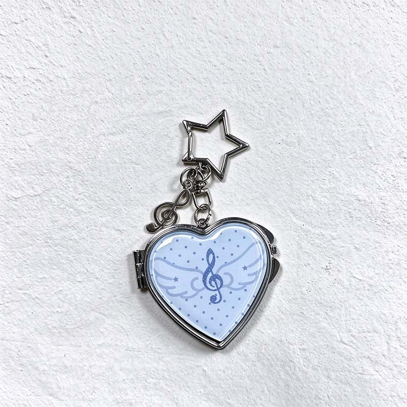 CouldNook Heart Mirror Keychain - Star and Music Charms