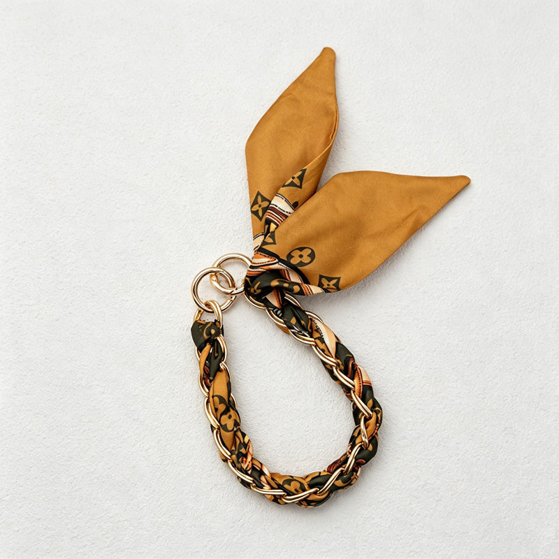 CouldNook Warm Print Scarf Phone Wrist Strap - Neutral Chain Accent