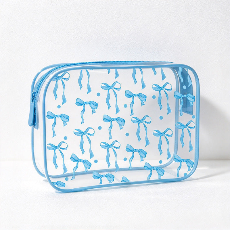 CouldNook Clear Bow Makeup Bag - Printed Ribbons And Matching Trim