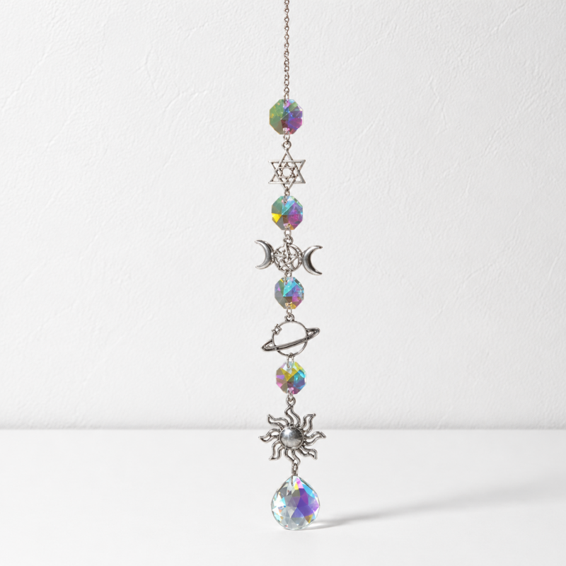 CouldNook Celestial Crystal Suncatcher - Moon and Star Designs