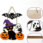 CouldNook Halloween Wooden Welcome Hanging Sign‑Front Door Porch Party Home Decor