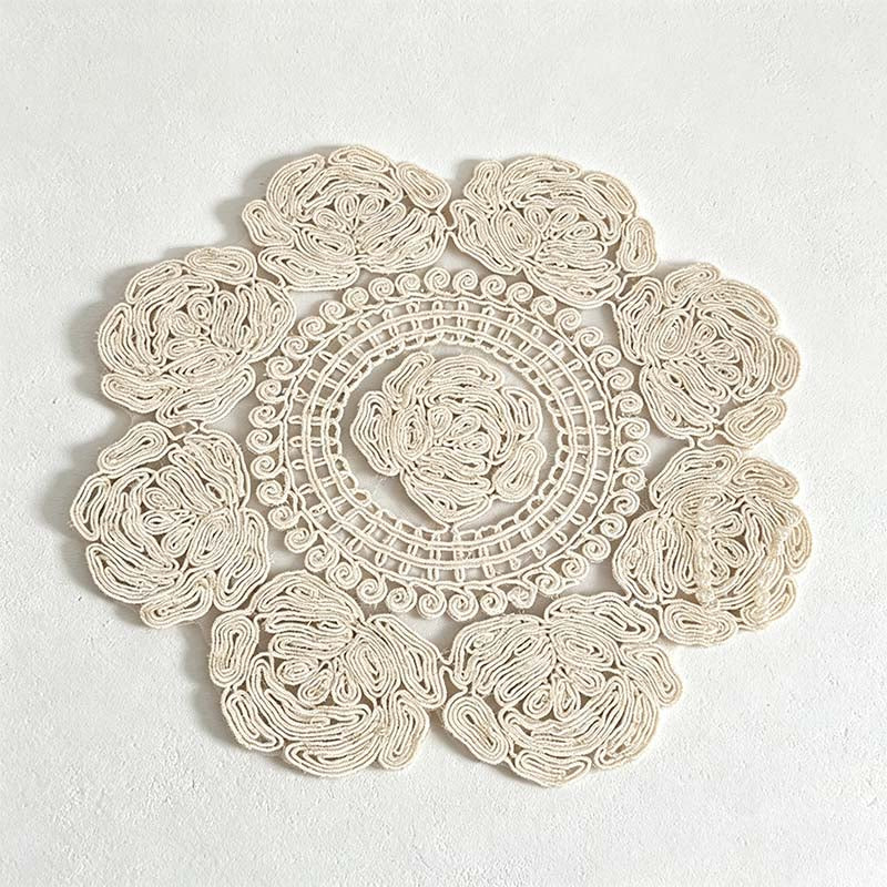 CouldNook Round Embroidered Lace Placemat - Four Openwork Designs