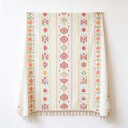 CouldNook Geometric Tassel Tablecloth - Patterned Bands and Cotton-Linen Blend Fabric