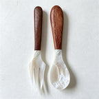 CouldNook Polished Shell Serving Spoon - Natural Wood Handle