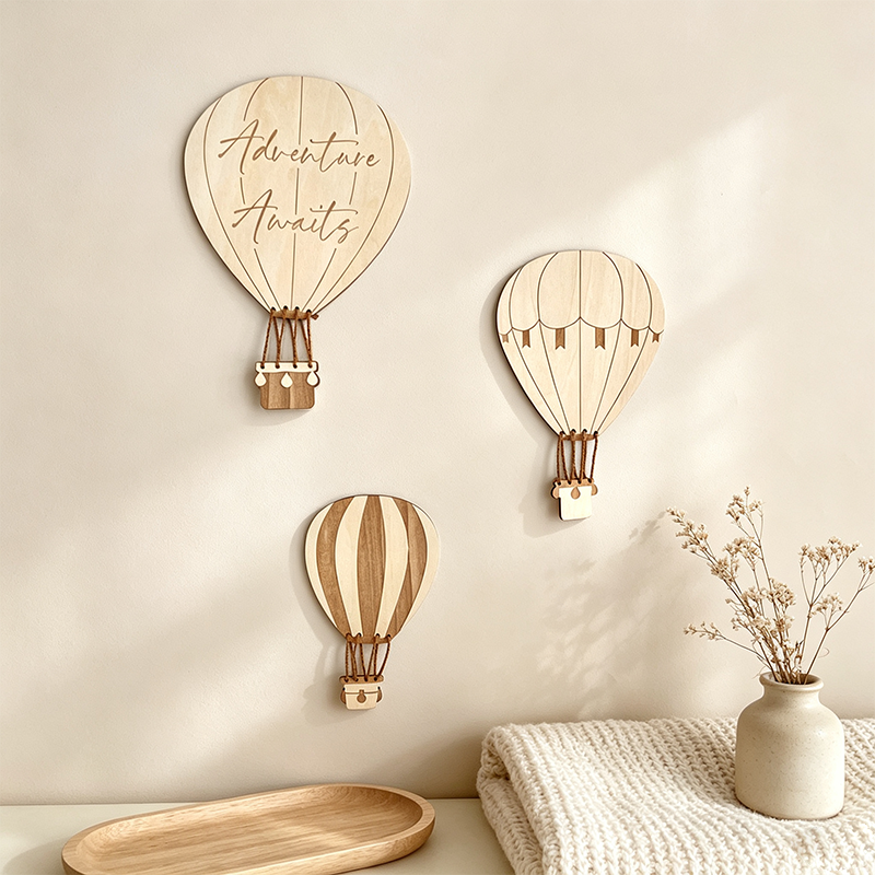 CouldNook Wooden Balloon Wall Decoration - Three-Piece Nursery Set
