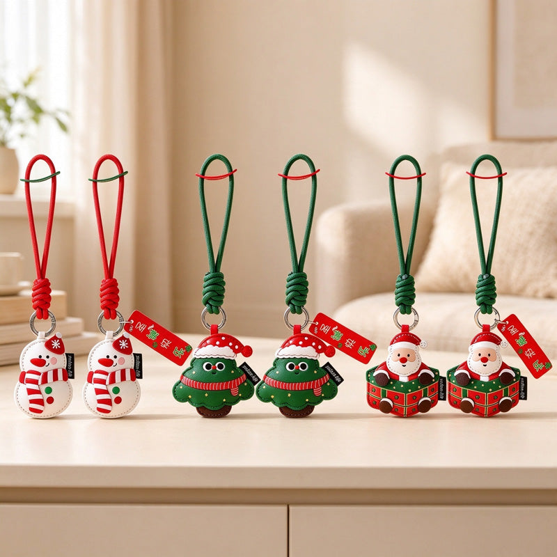 Christmas Character Keychains with Cord Loops and Gift Options