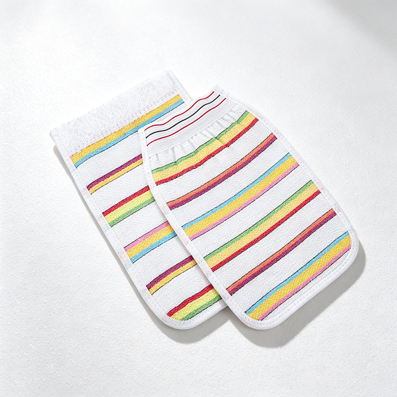 CloudNook Striped Exfoliating Bath Glove‑Bath Scrub Mitt
