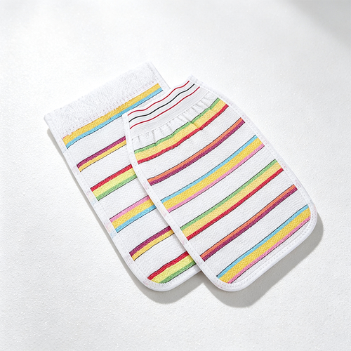 CloudNook Striped Exfoliating Bath Glove‑Bath Scrub Mitt