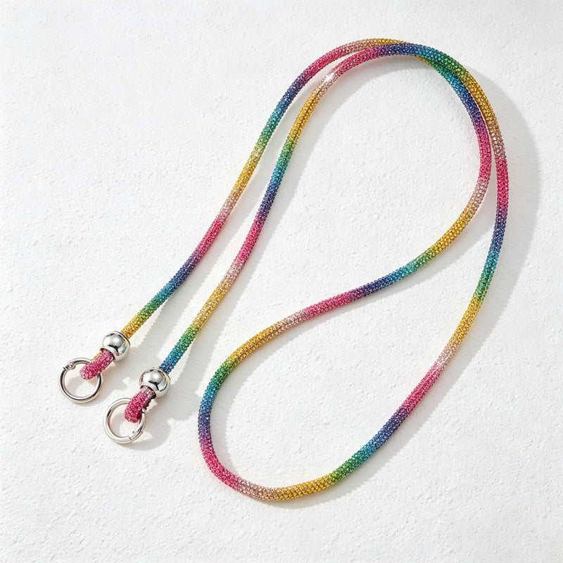 CouldNook Rhinestones Set Long Phone Lanyard with Rounded Bead Sections