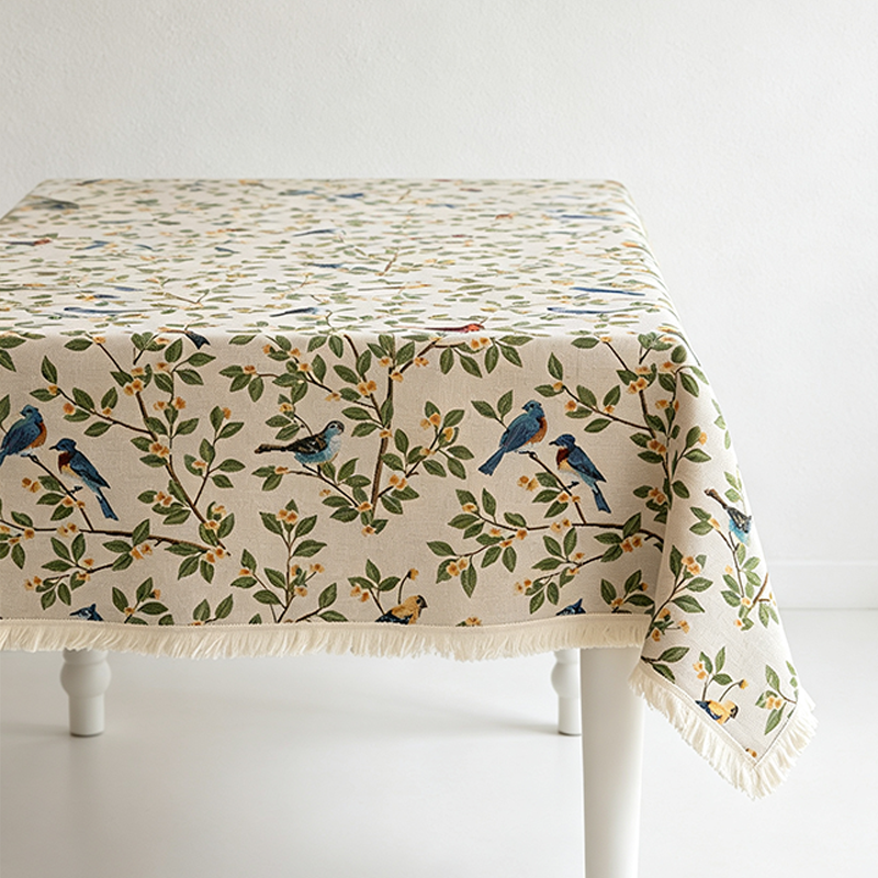 CouldNook  Linen Blend Jacquard Cloth Tablecloth - Warm Dining Accent