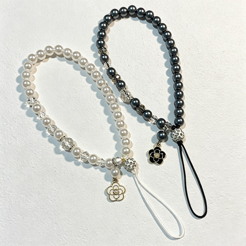 CloudNook Camellia Beaded Phone Strap‑Wrist Cellphone Lanyard