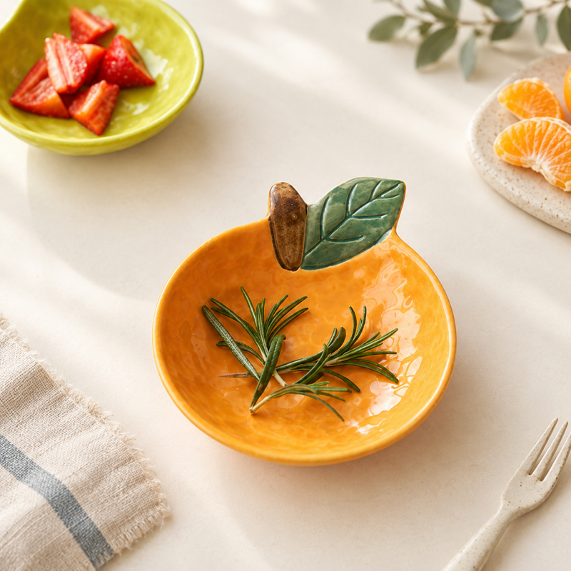 CouldNook Fruit Sauce Dish - Leaf and Stem Details