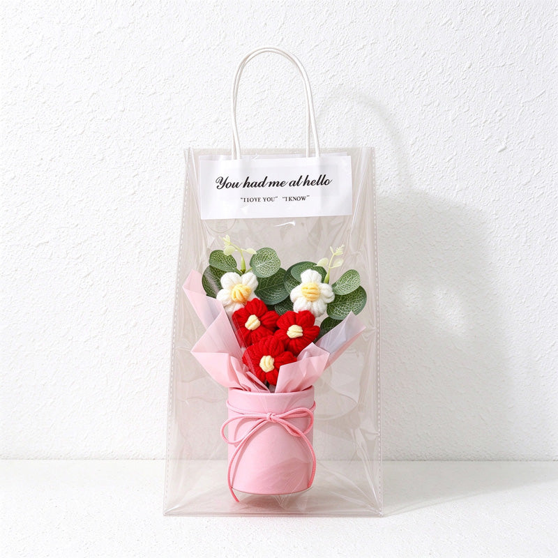 Crochet Flower Arrangement in Pink Display Base