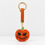 CouldNook Pumpkin Keychain - Rhinestone Face and Contrasting Green Stem
