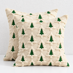 CouldNook Christmas Tree Cushion Cover - Raised Motifs Across A Textured Front