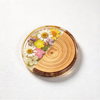 CouldNook Round Floral Coaster - Wood Grain and Clear Resin Section