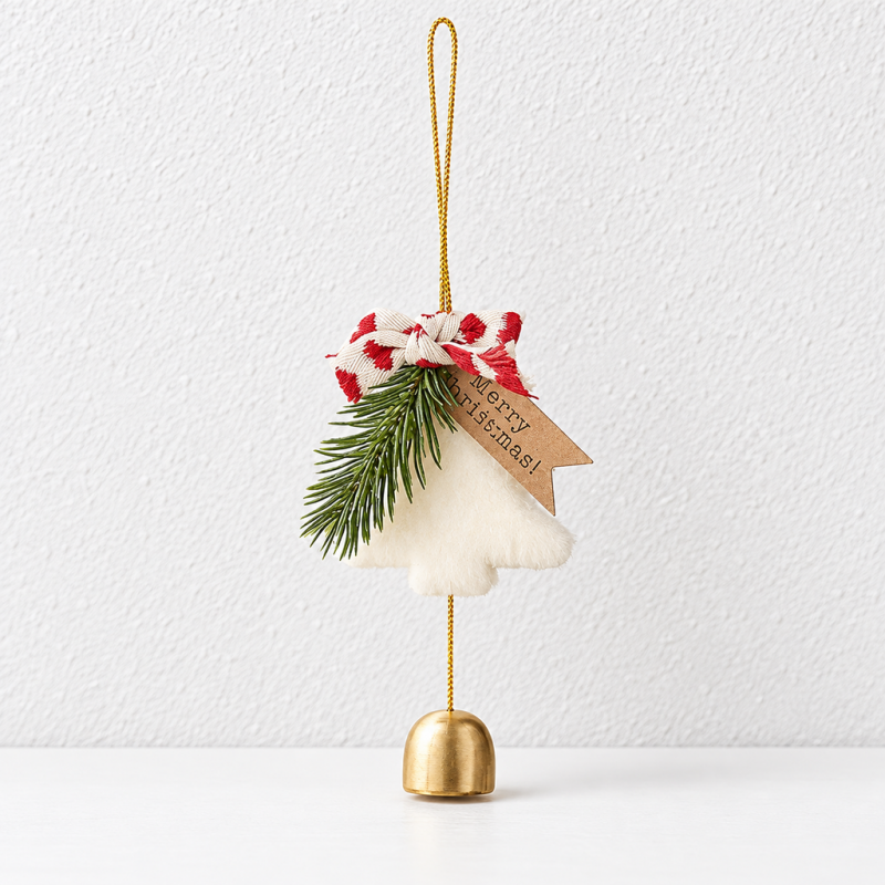 CouldNook Christmas Tree Bell Hanging - Ribbon Bow And Suspended Bell Detail