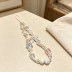 CloudNook Beaded Phone Wrist Strap-Pearl Heart Butterfly Design