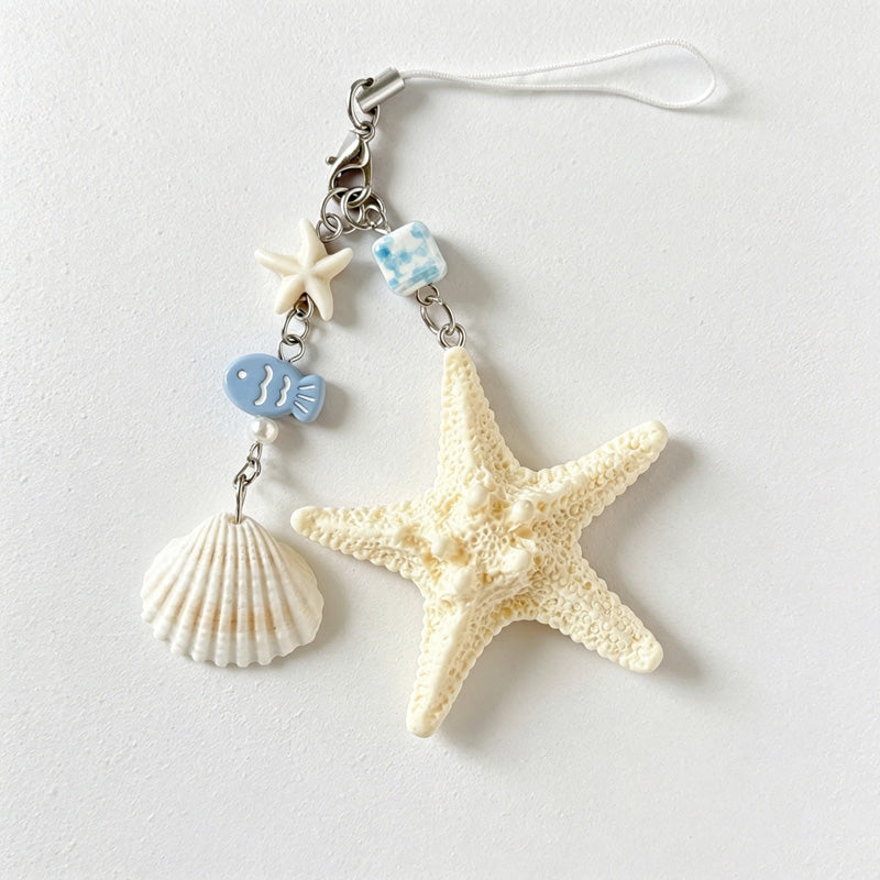 CouldNook Shell and Starfish Phone Charm - Loop Cord Attachment