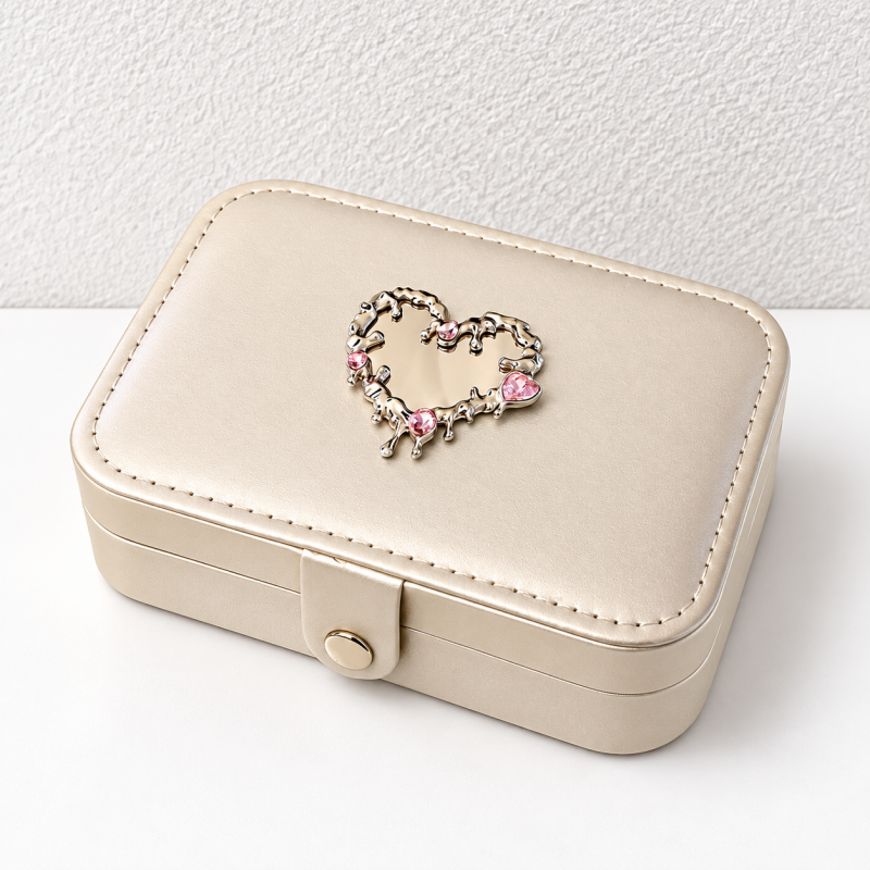 CouldNook Heart Accent Jewelry Box - Reflective Finish And Divided Storage
