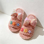 CouldNook Bow Plush Slippers - Six Bright Fuzzy Colors