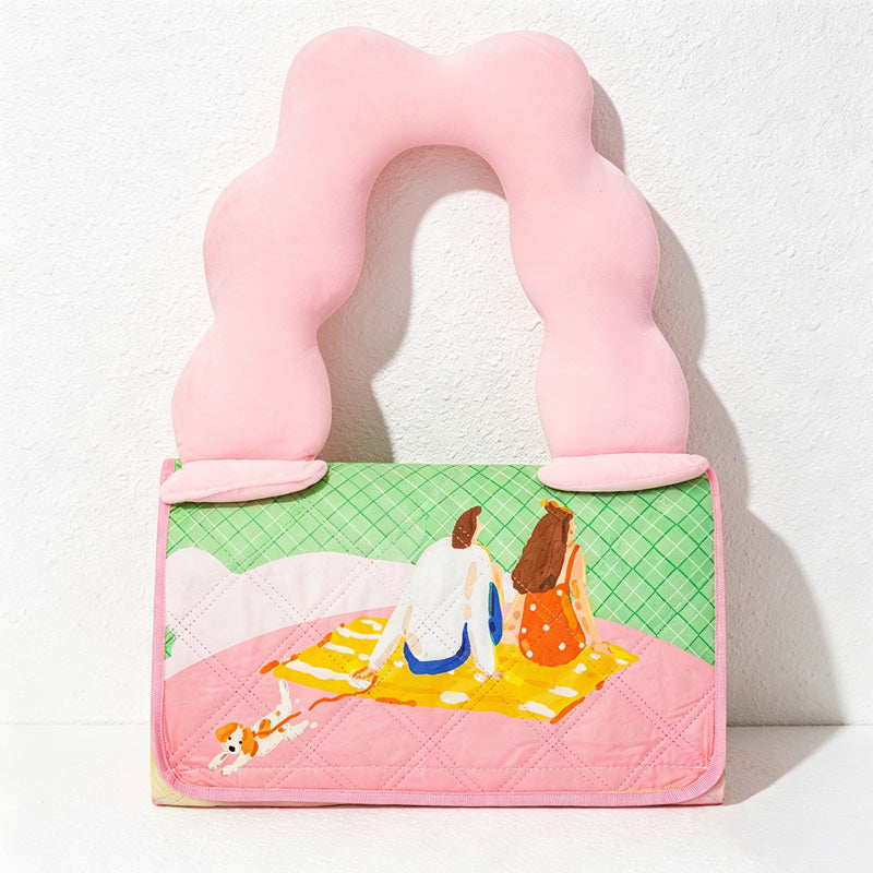 CouldNook Bunny Meadow Picnic Mat - Scalloped Carry Handle